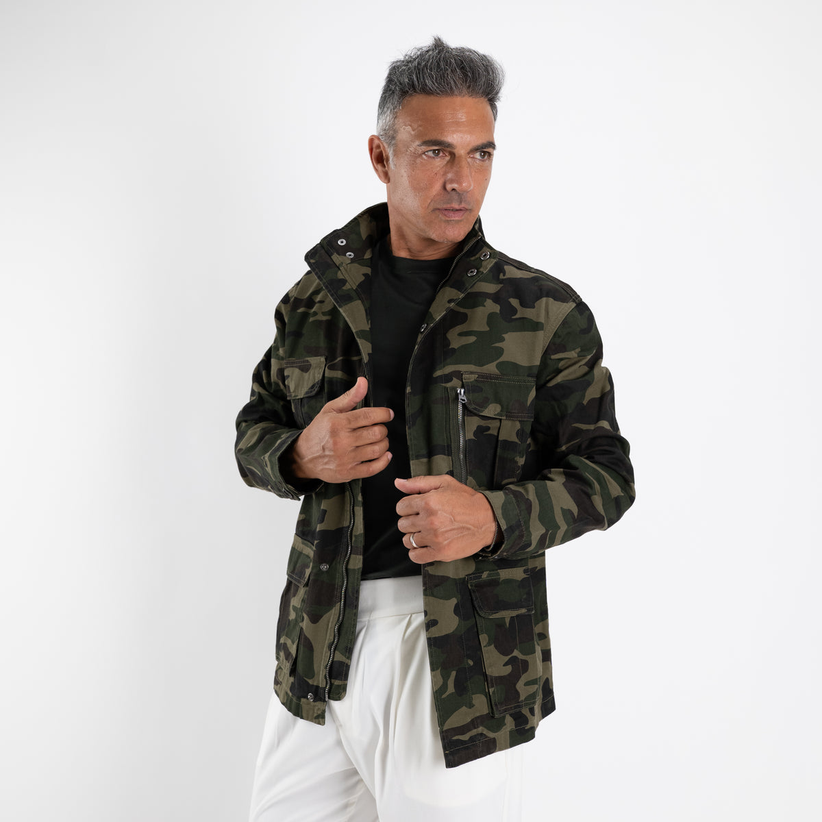 Giubbotto Stile Jacket a Fantasia Mimetica