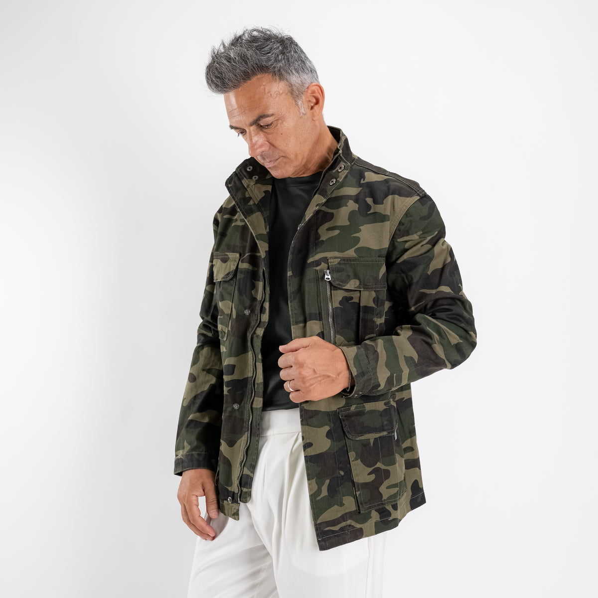 Giubbotto Stile Jacket a Fantasia Mimetica