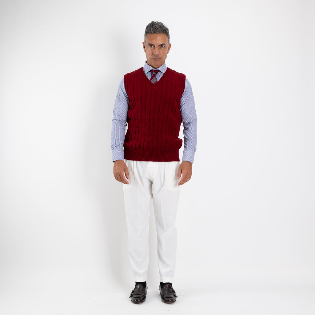 Gilet smanicato in filo maglia - Bordeaux