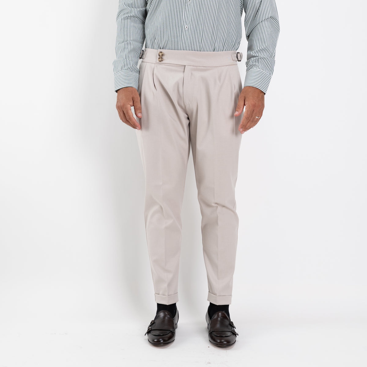 Pantalone con Fibbia laterale - Beige