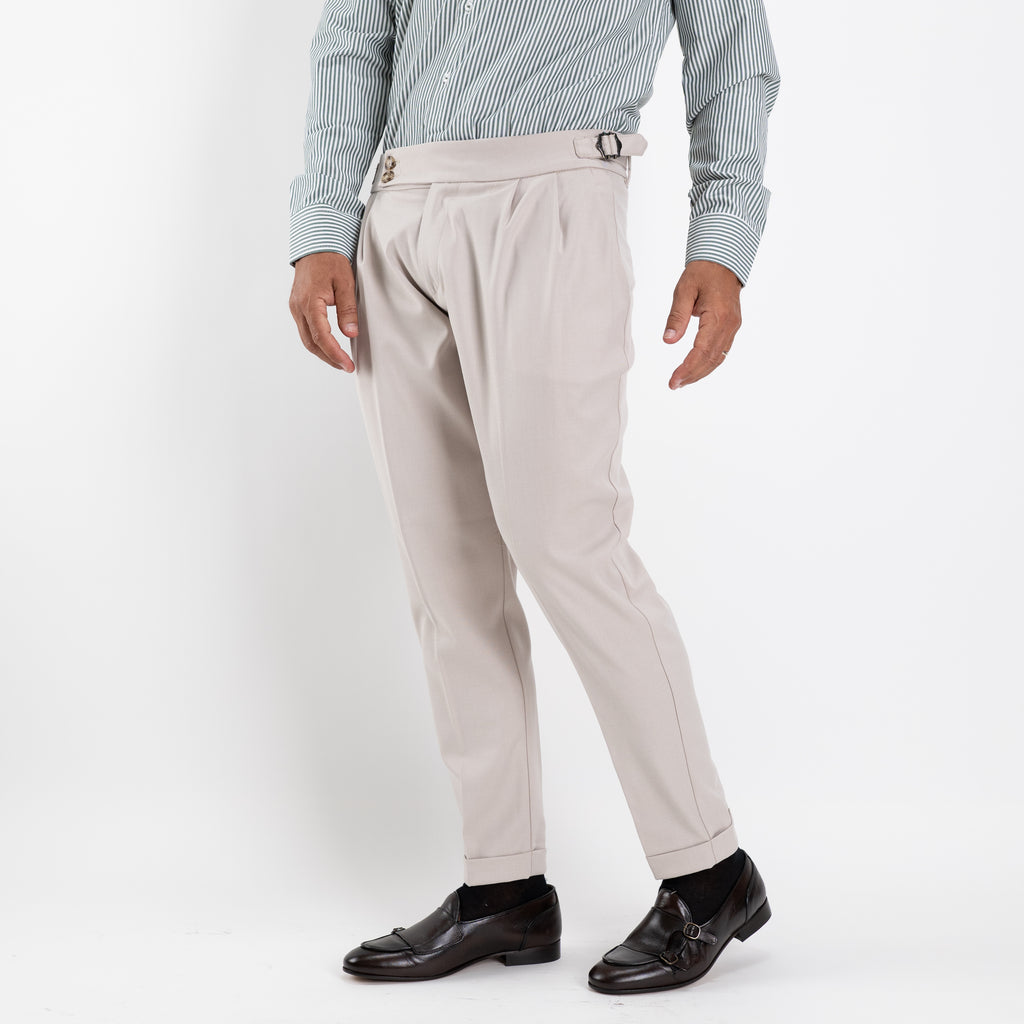 Pantalone con Fibbia laterale - Beige