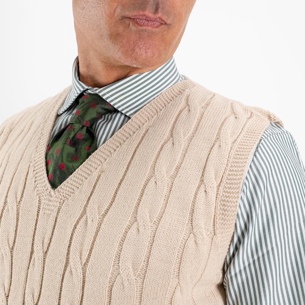 Gilet smanicato in filo maglia - Beige