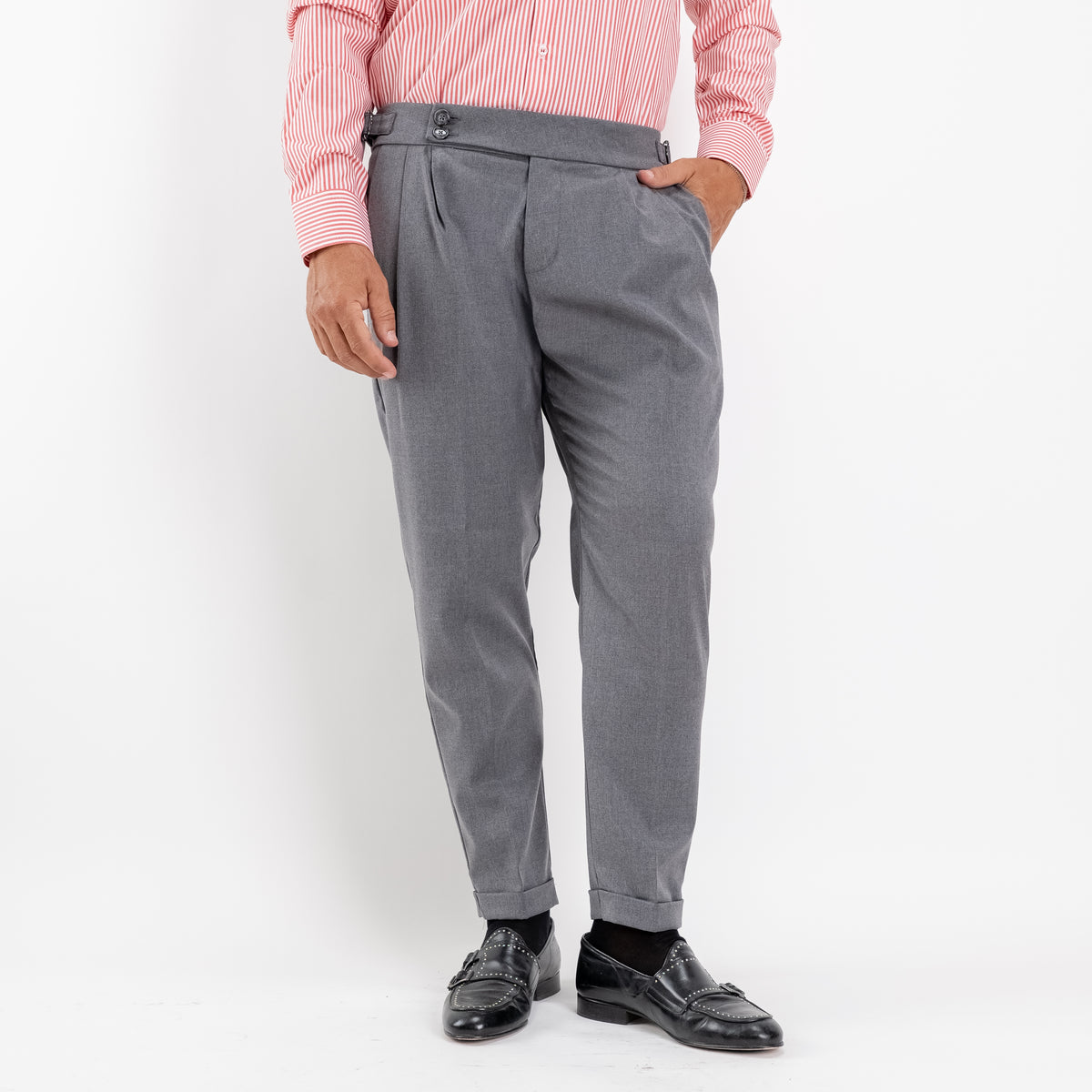 Pantalone con Fibbia laterale - Grigio