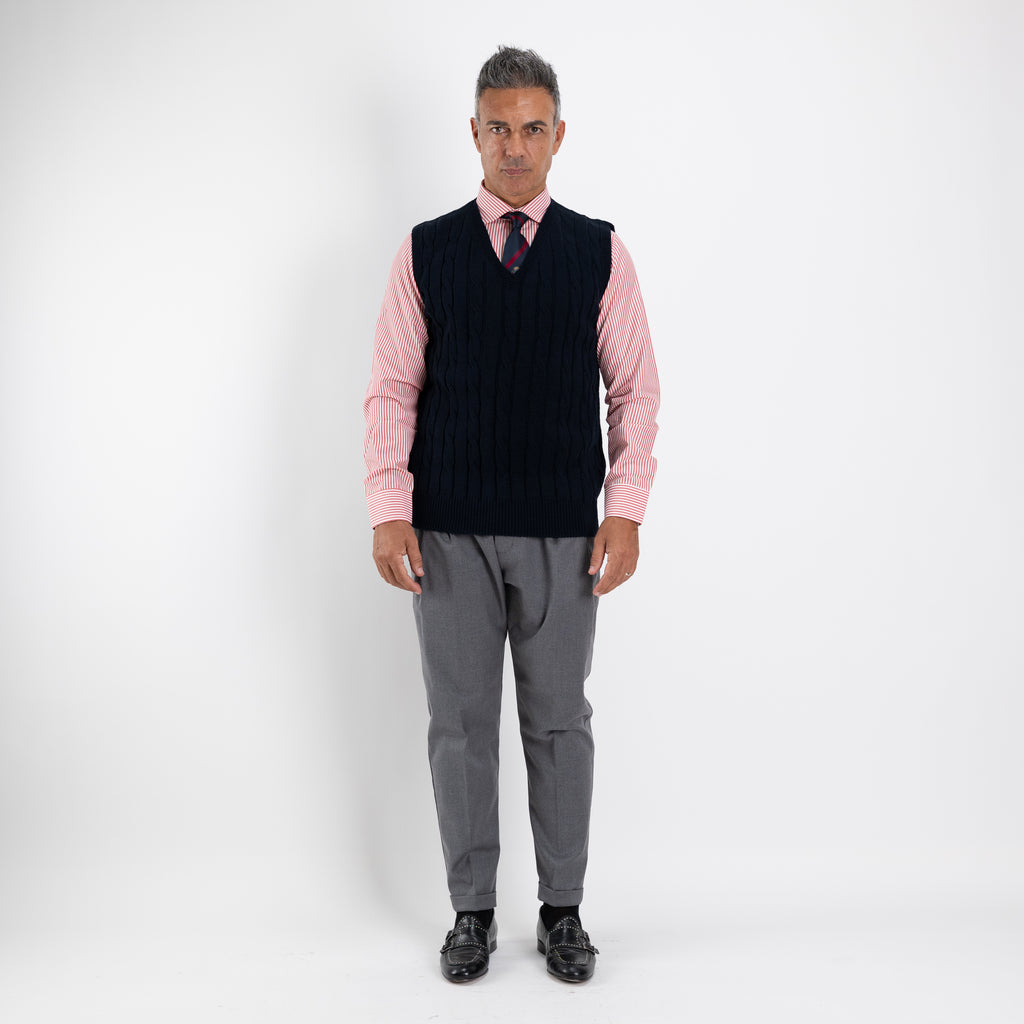 Gilet smanicato in filo maglia - Blu