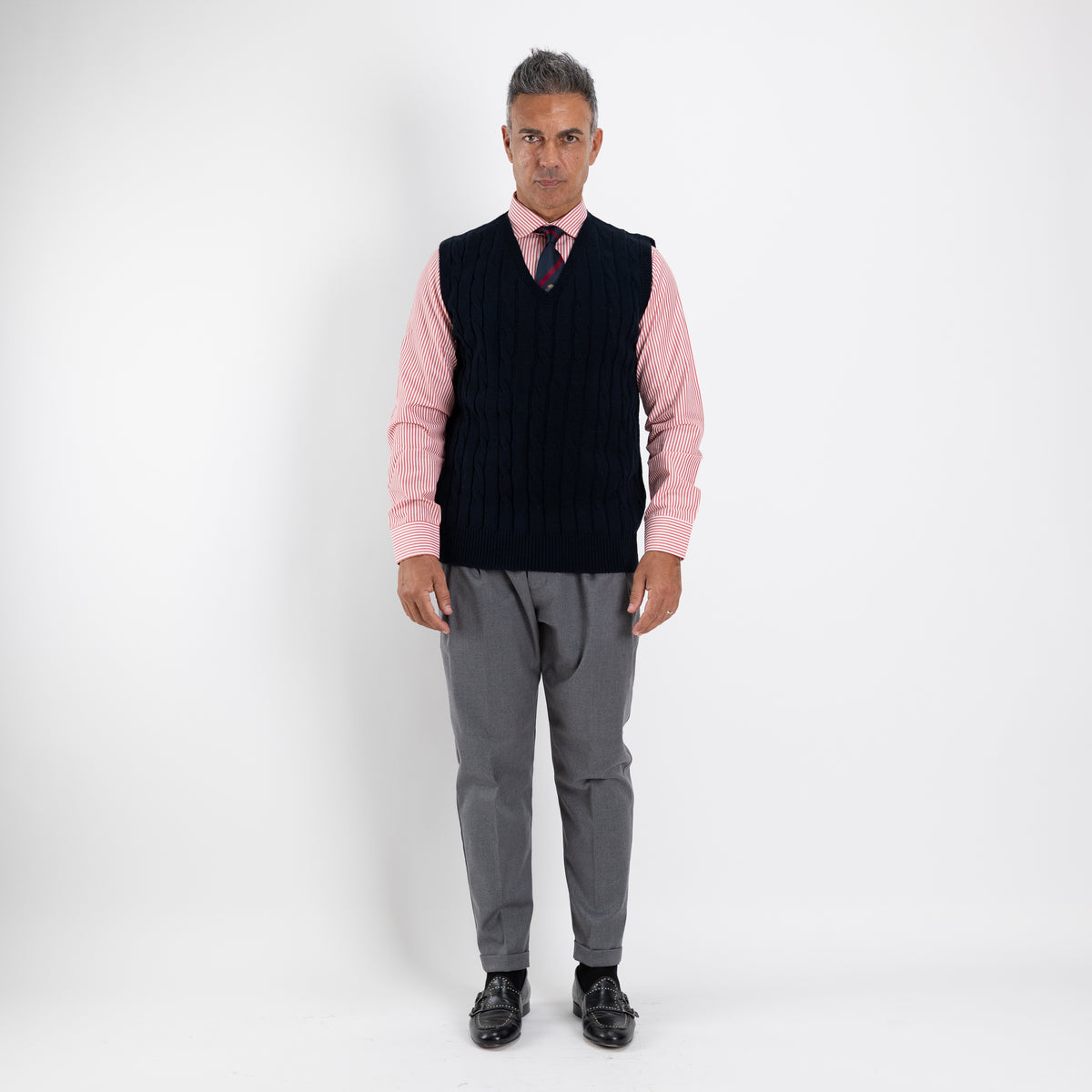 Gilet smanicato in filo maglia - Blu