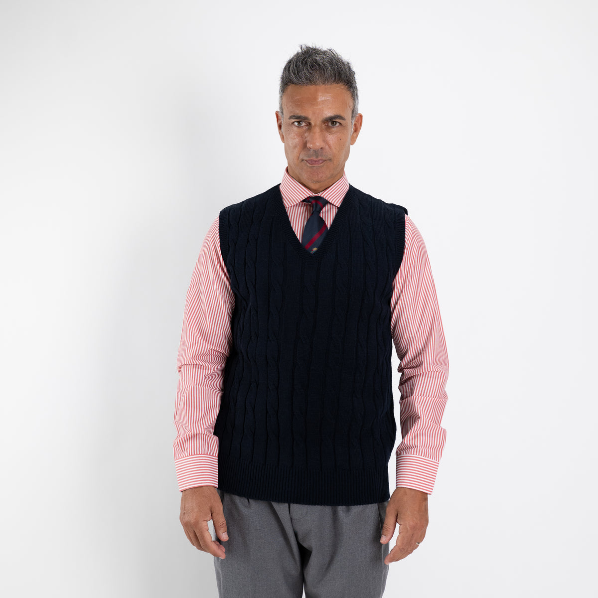 Gilet smanicato in filo maglia - Blu