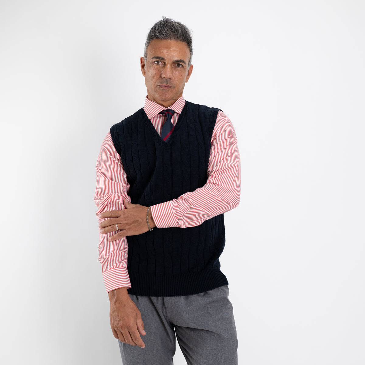 Gilet smanicato in filo maglia - Blu