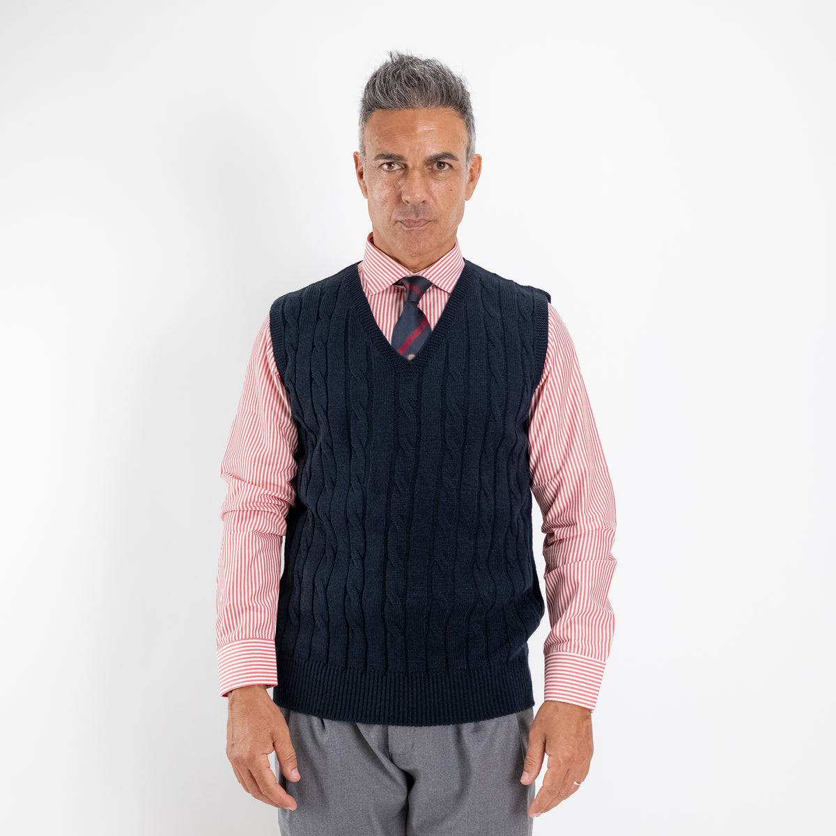 Gilet smanicato in filo maglia - Blu