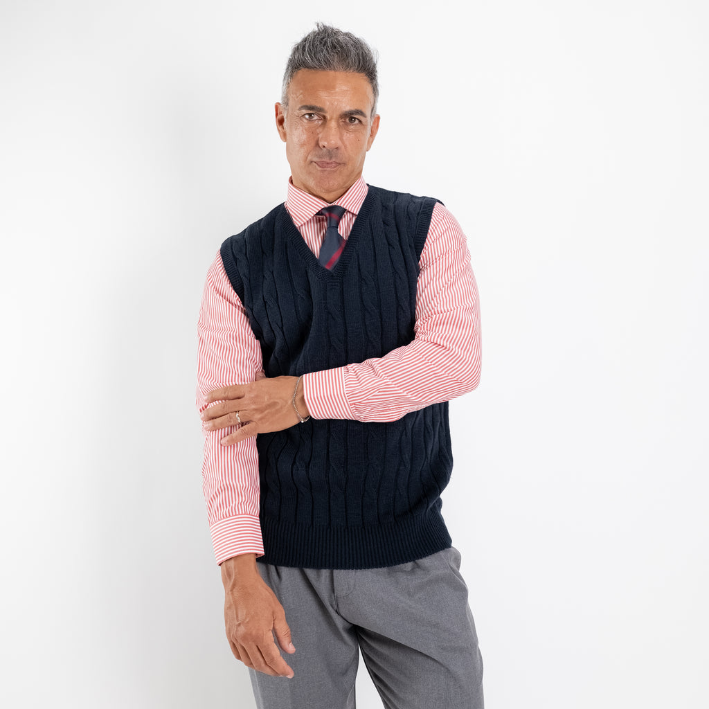 Gilet smanicato in filo maglia - Blu