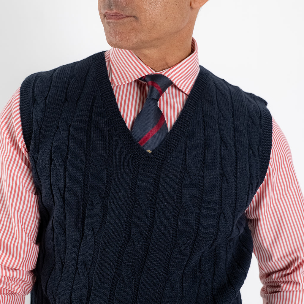 Gilet smanicato in filo maglia - Blu