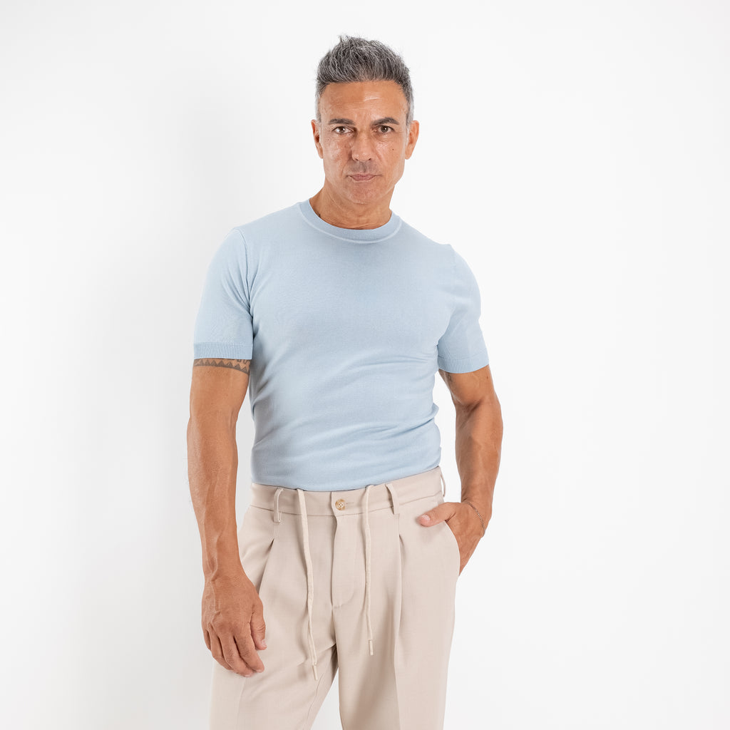 T-shirt in filo sartoriale - Cielo
