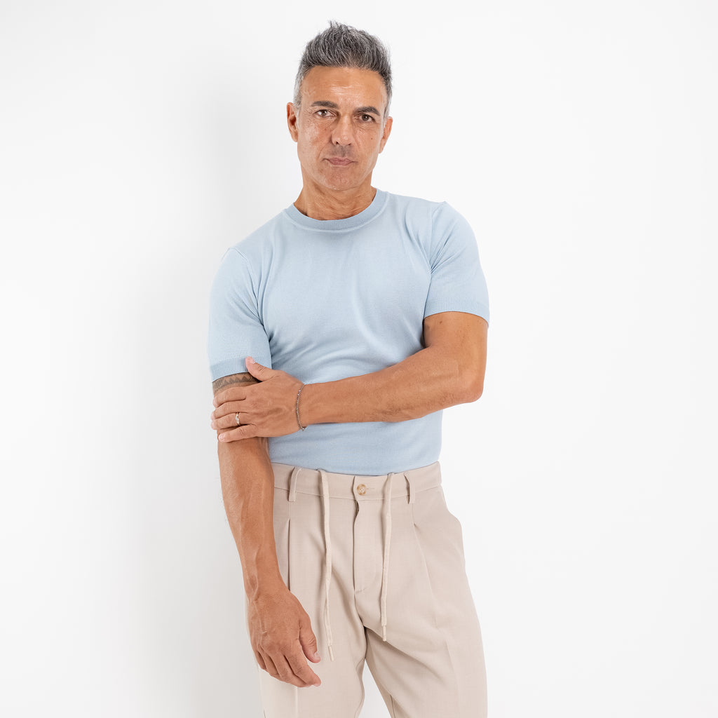T-shirt in filo sartoriale - Cielo