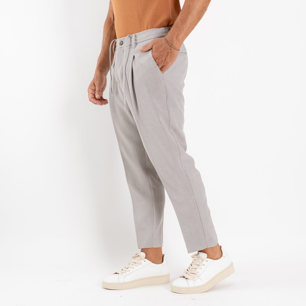 Pantalaccio sartoriale con pinces e molla sul retro - Taupe