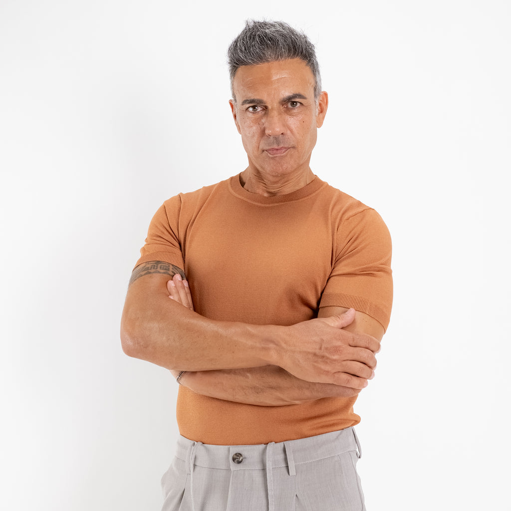 T-shirt in filo sartoriale - Caramello