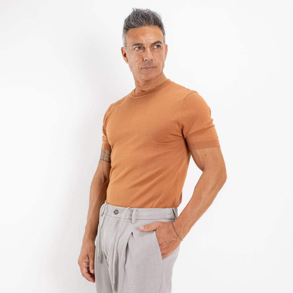 T-shirt in filo sartoriale - Caramello