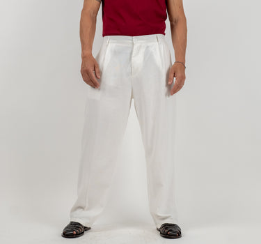 Pantalone palazzo in lino - Bianco
