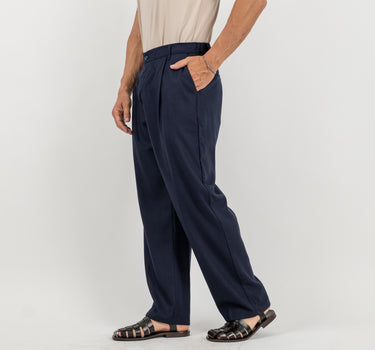 Pantalone palazzo in lino - Blu