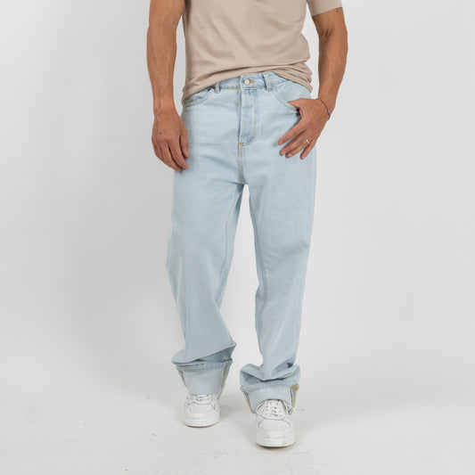 Jeans loose con risvolto alto - Lavaggio chiaro