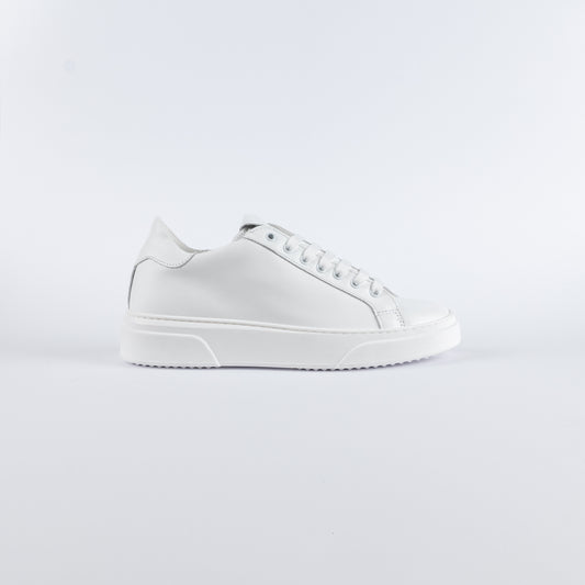 Sneaker para alta in vera pelle liscia - Bianco