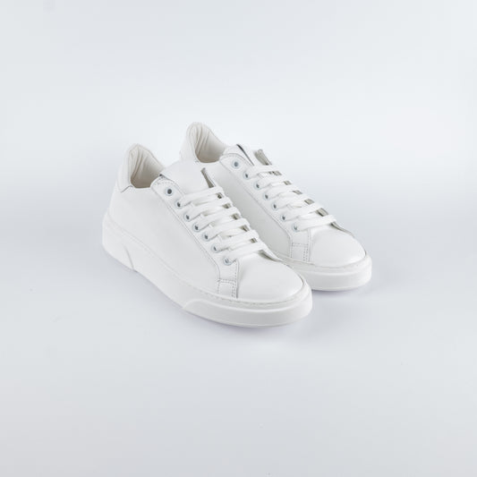 Sneaker para alta in vera pelle liscia - Bianco