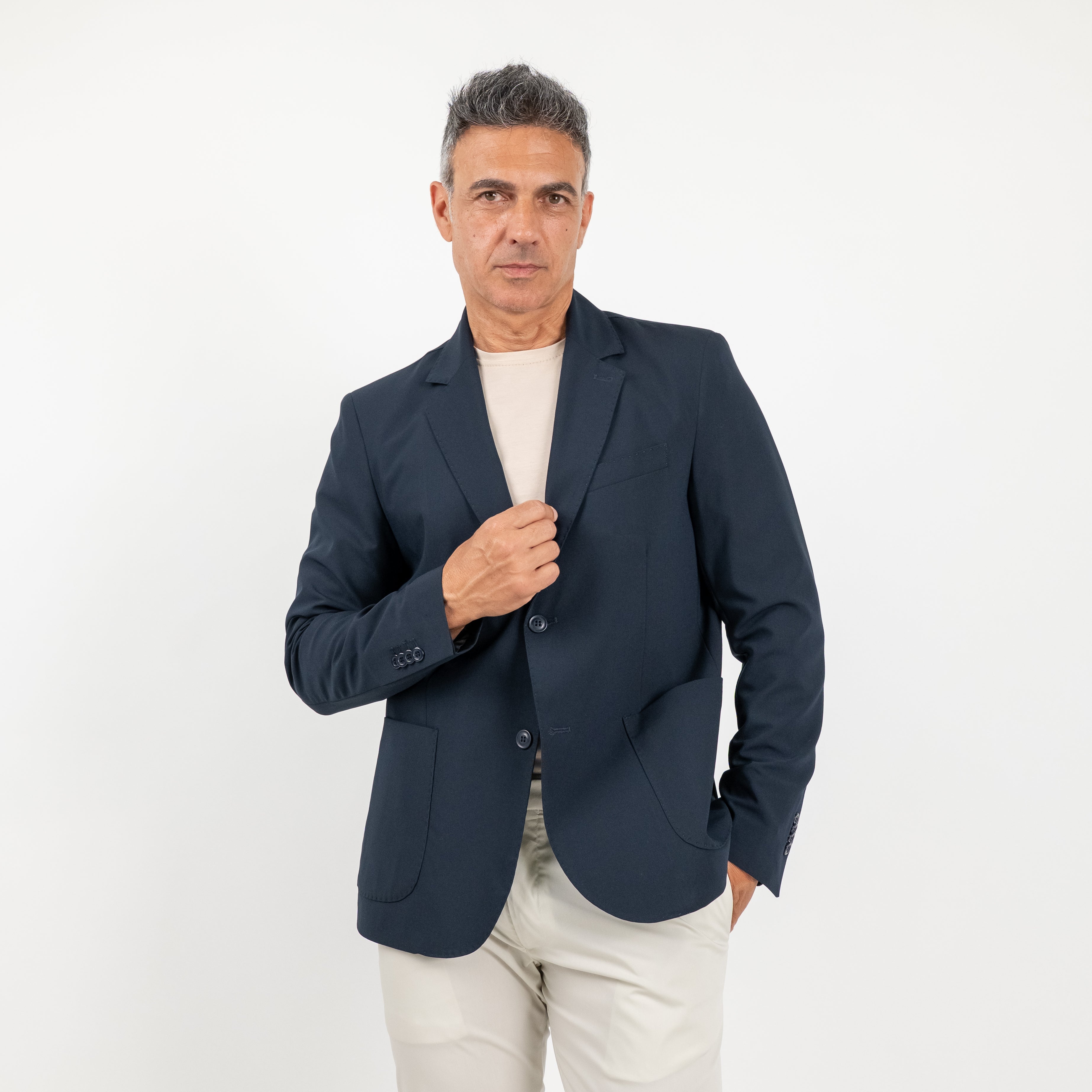 Single-breasted quilted jacket - Midnight Blue