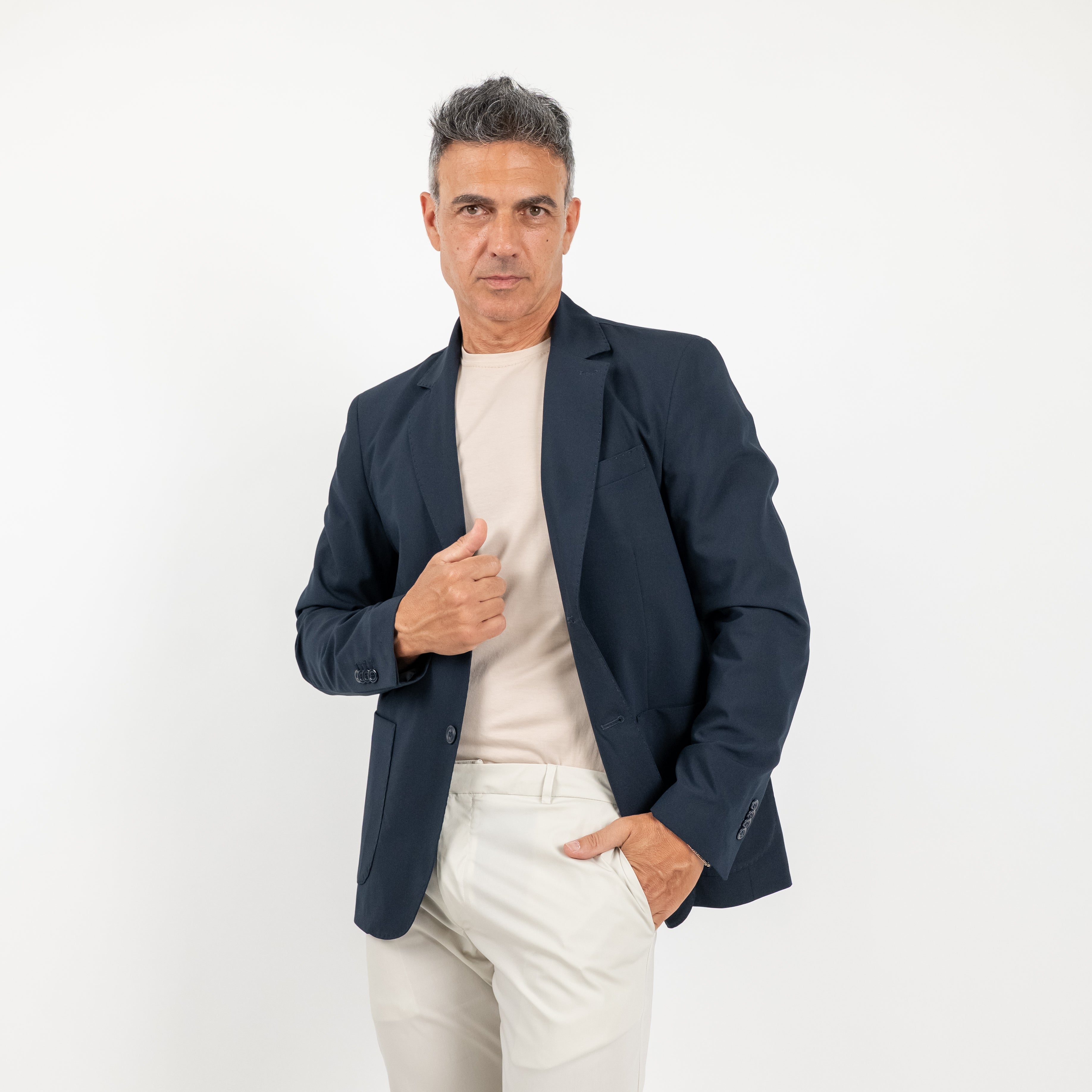 Single-breasted quilted jacket - Midnight Blue