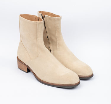 Stivale in camoscio con zip laterale - Beige