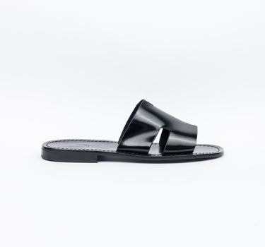 Sandalo basso con fascia in pelle - Nero