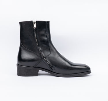 Stivale in pelle con zip laterale - Nero