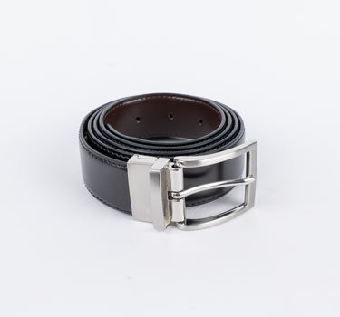 Cintura in vera pelle double face - Nero\Moro