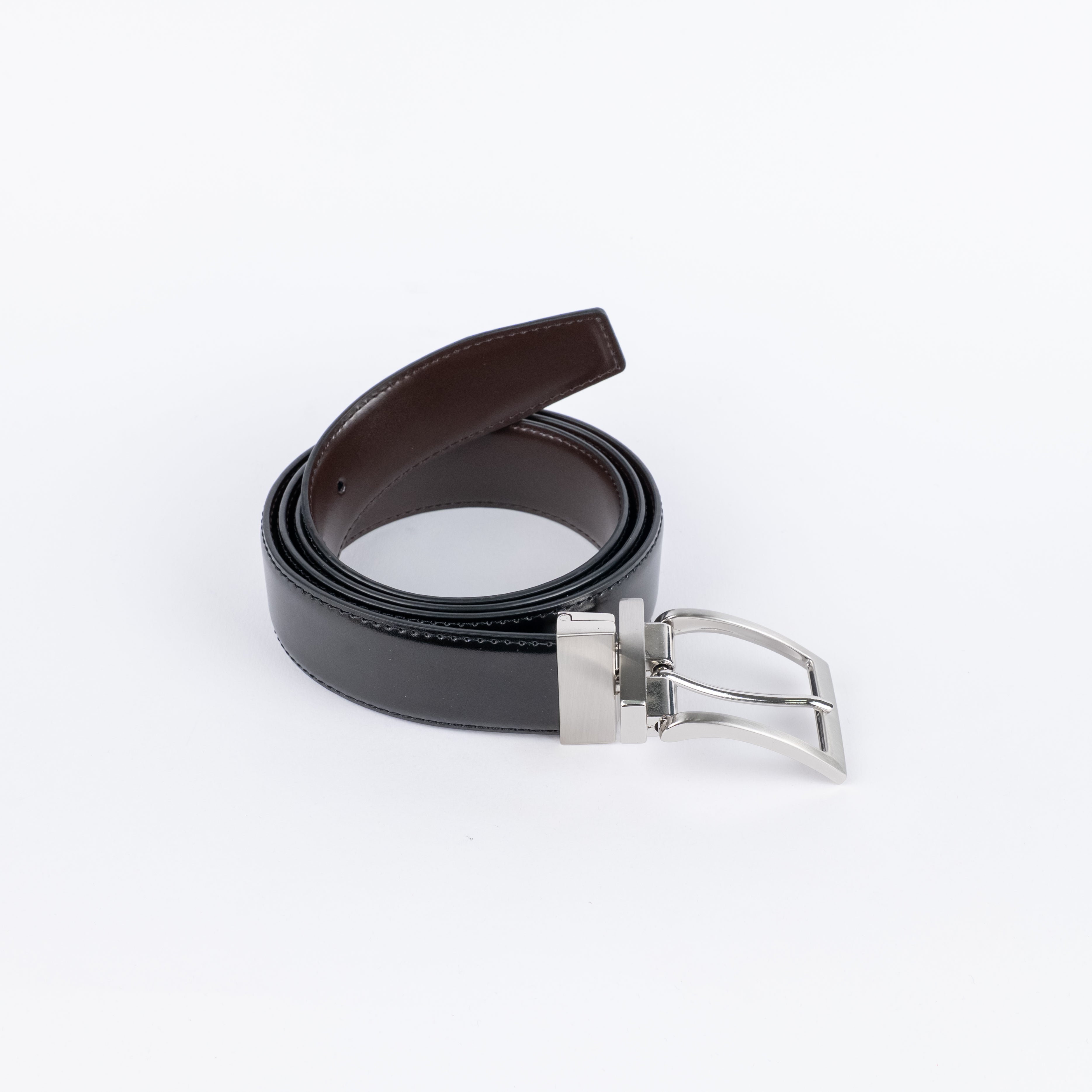 Cintura in vera pelle double face - Nero\Moro