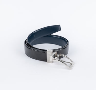 Cintura in vera pelle double face - Nero\Blu