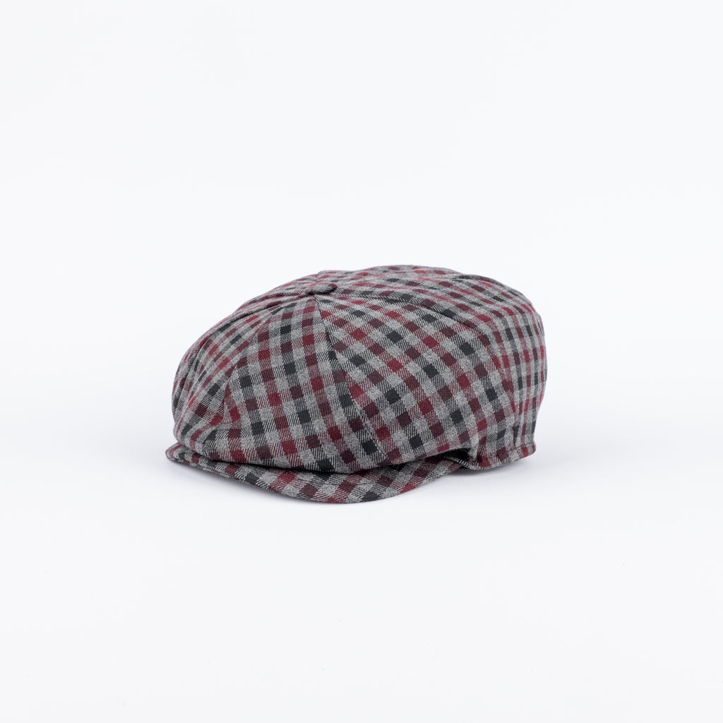 Gorra plana de lana a cuadros escoceses - Negro/Burdeos