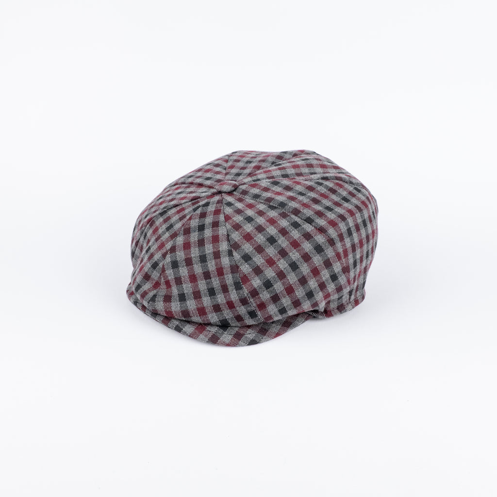 Gorra plana de lana a cuadros escoceses - Negro/Burdeos