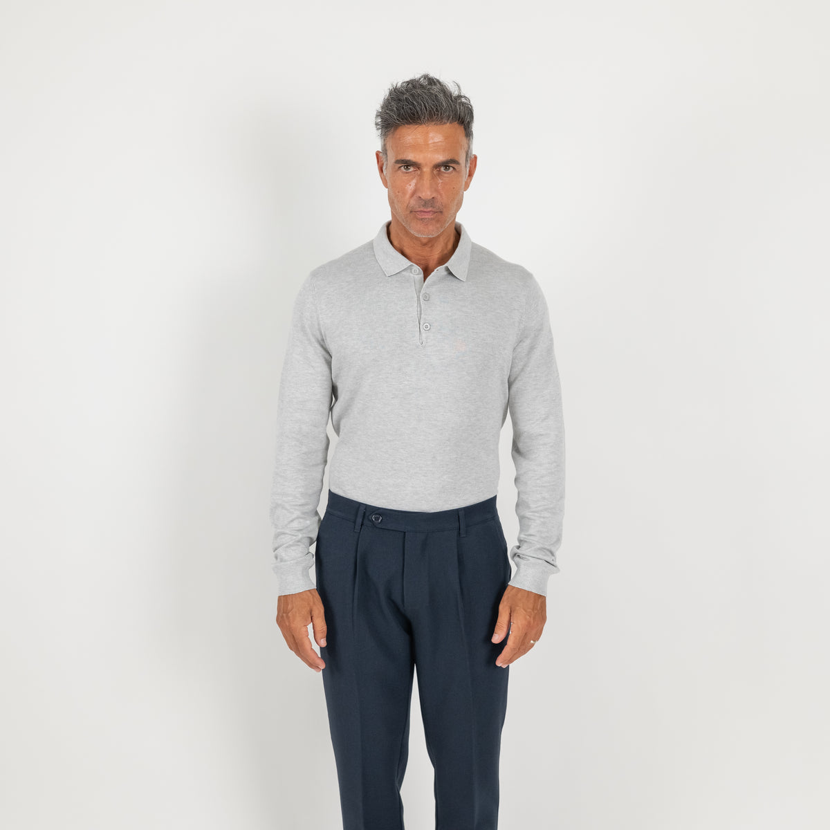 Polo in Filo a Manica lunga - Grigio