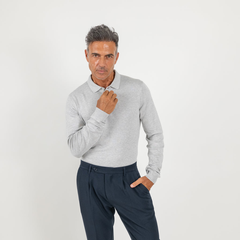 Polo in Filo a Manica lunga - Grigio