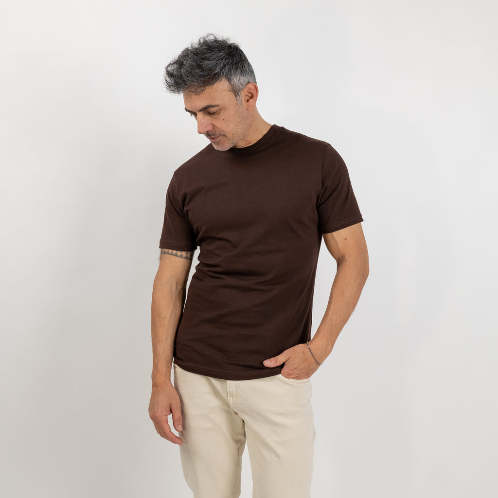 T-shirt regular in cotone 16/1 - Marrone