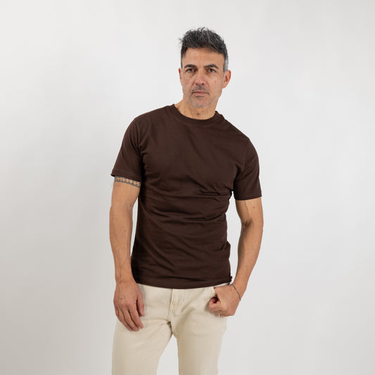 T-shirt regular in cotone 16/1 - Marrone