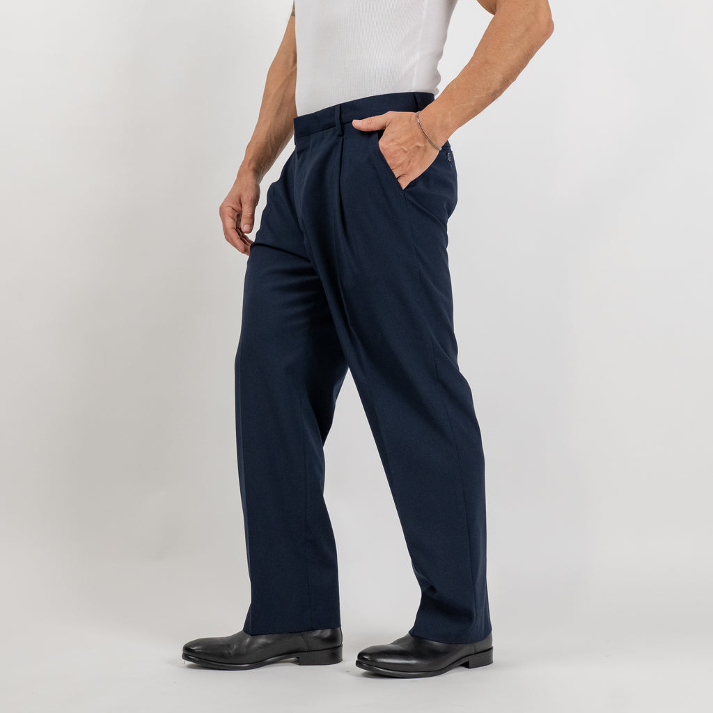 Traje sastre oversize con botón de tela - Azul Medianoche