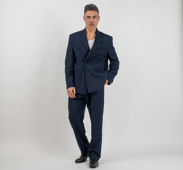 🔵Abito sartoriale over con bottone in tessuto - Blu Notte