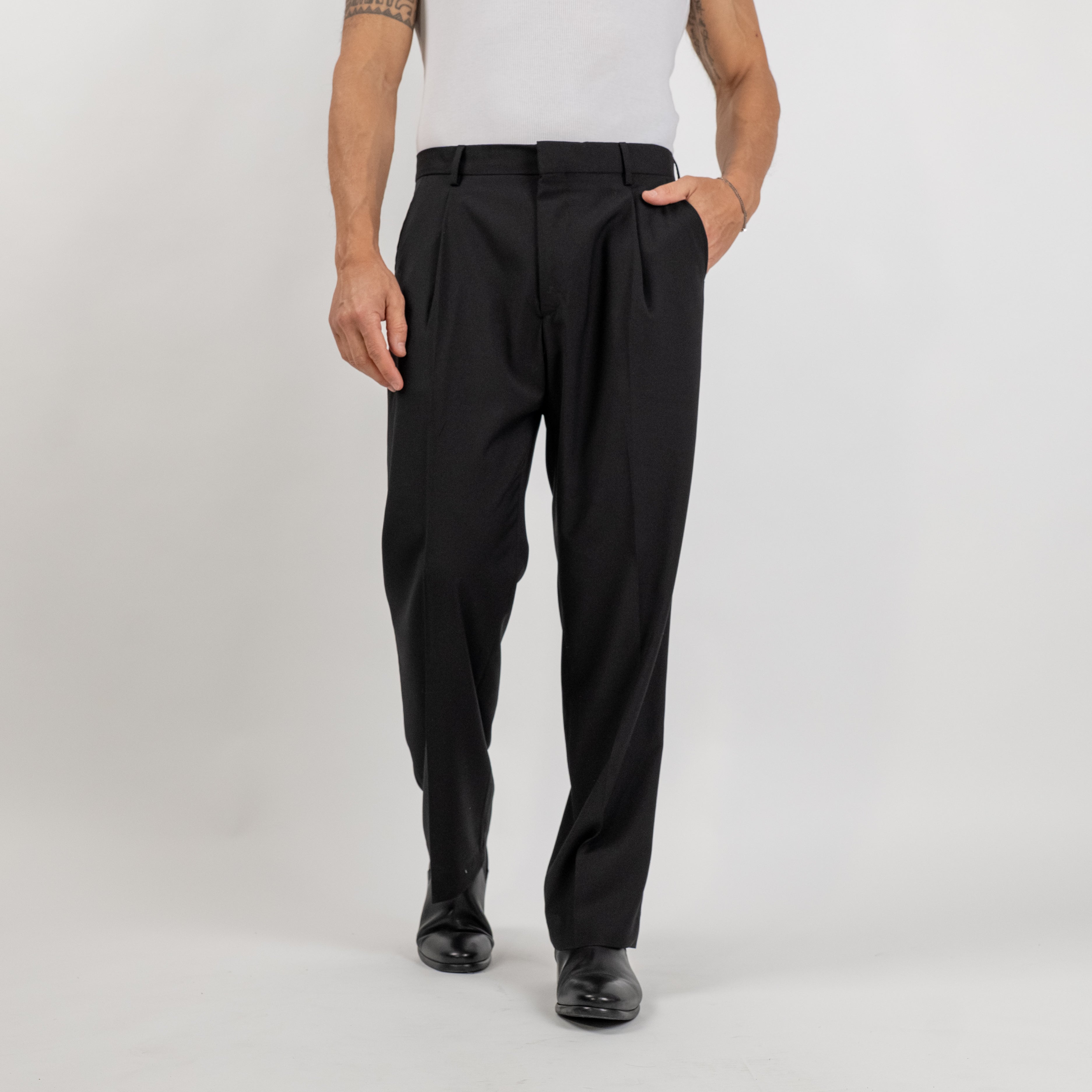 Oversized tailored suit with fabric button - Black