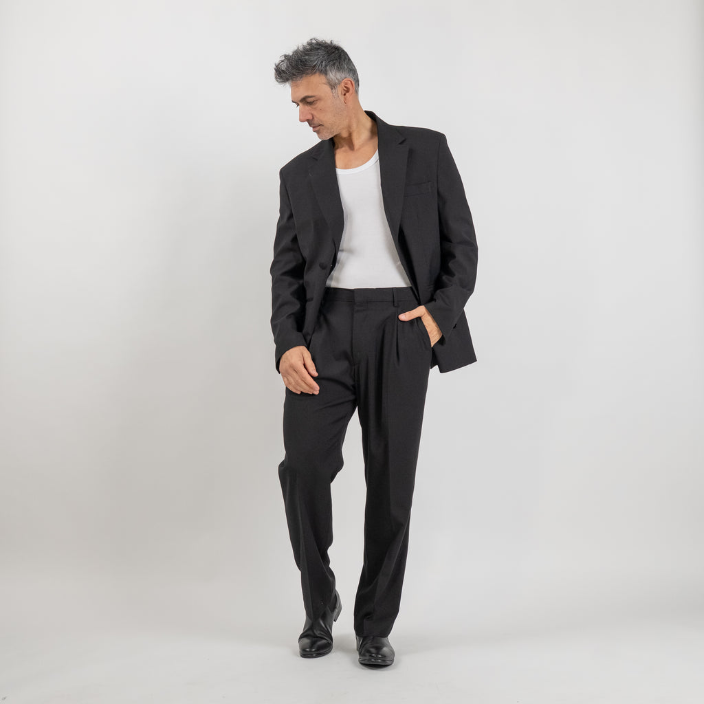 Oversized tailored suit with fabric button - Black