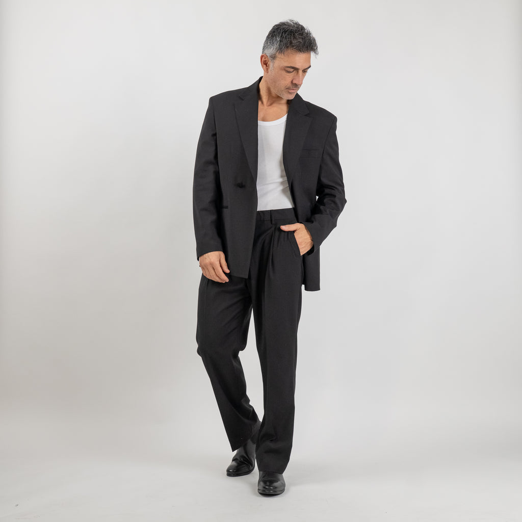 Oversized tailored suit with fabric button - Black