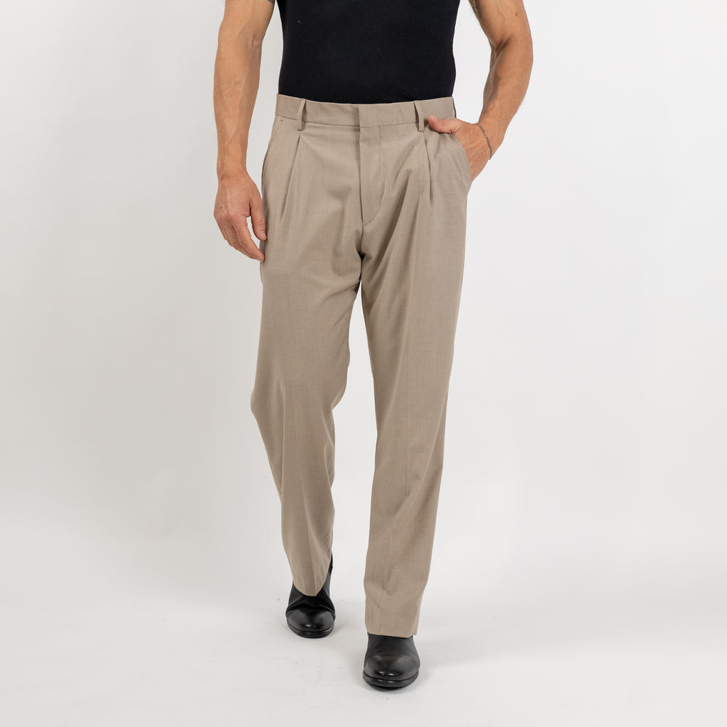 Oversized tailored suit with fabric button - Beige