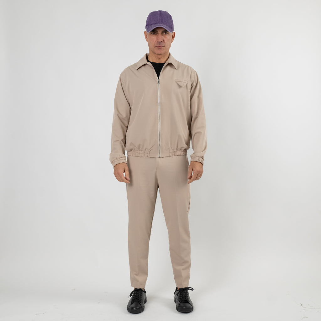 Coordinato con camicione chiusura a zip - Beige