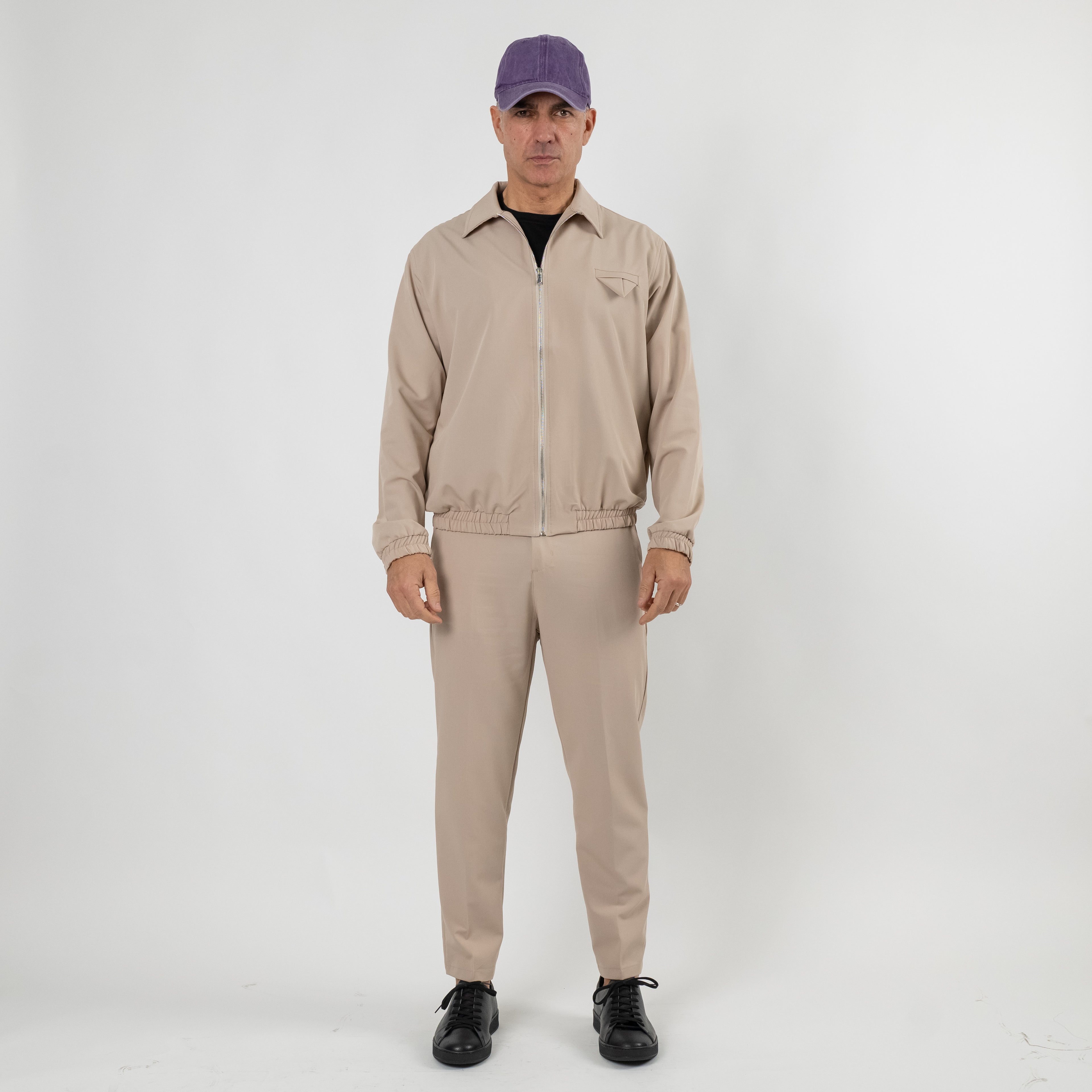 Coordinato con camicione chiusura a zip - Beige