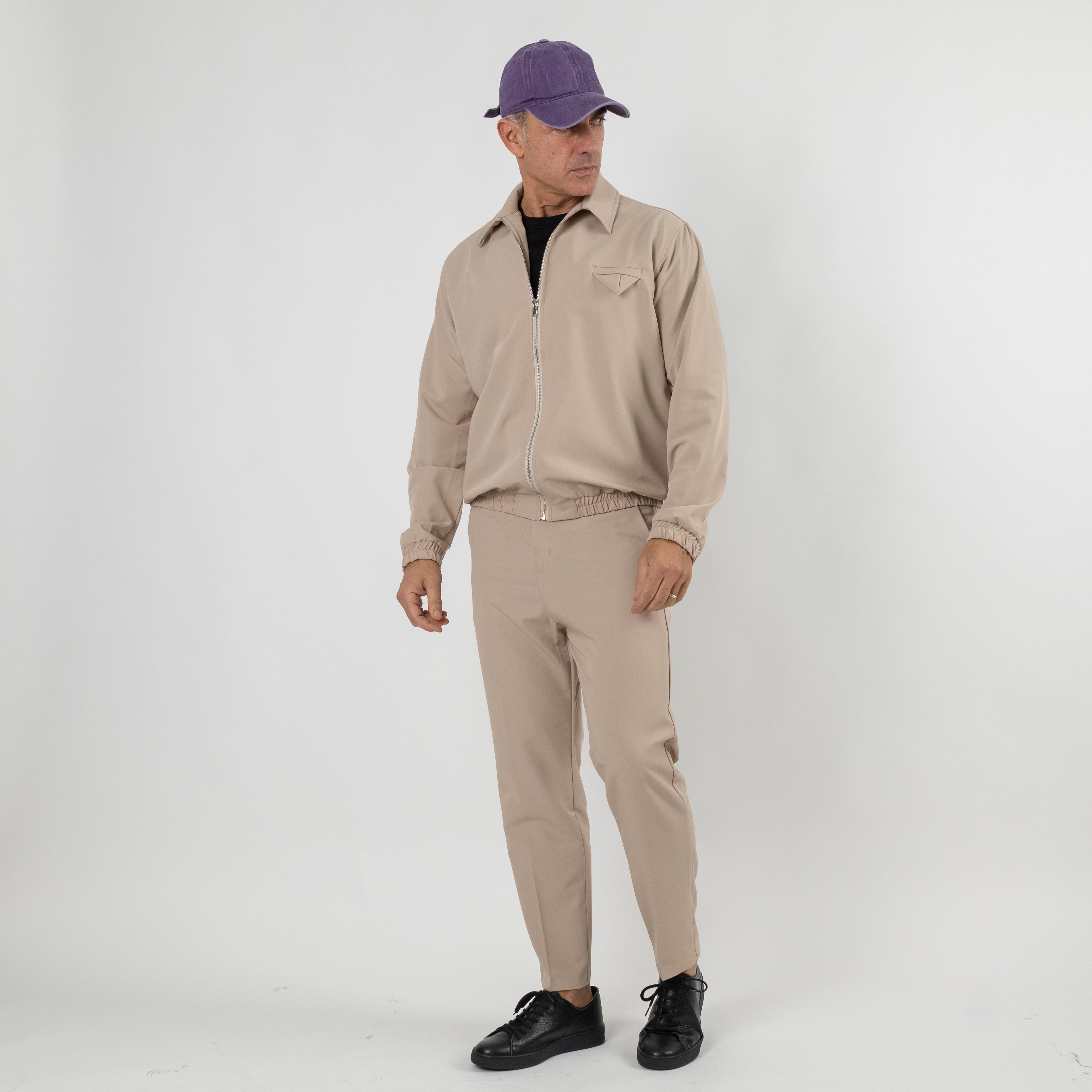 Coordinato con camicione chiusura a zip - Beige