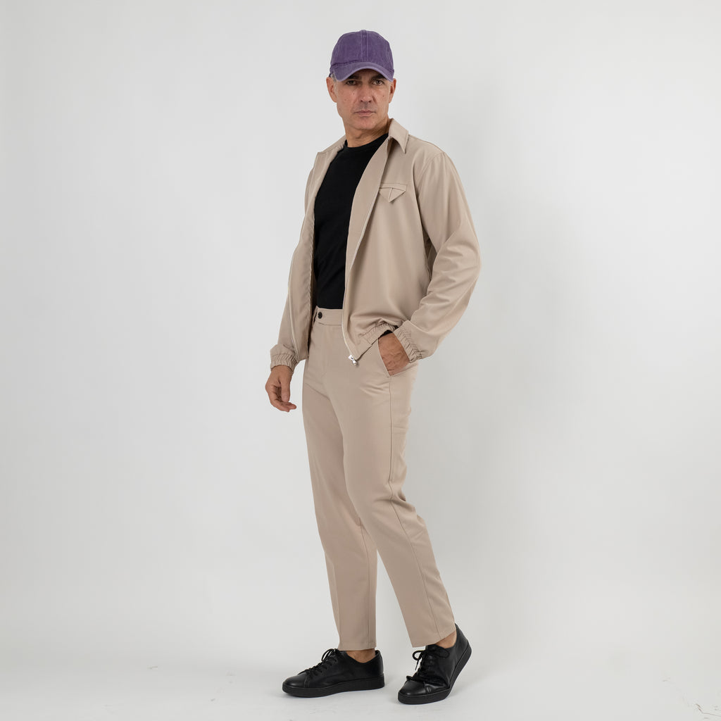 Coordinato con camicione chiusura a zip - Beige