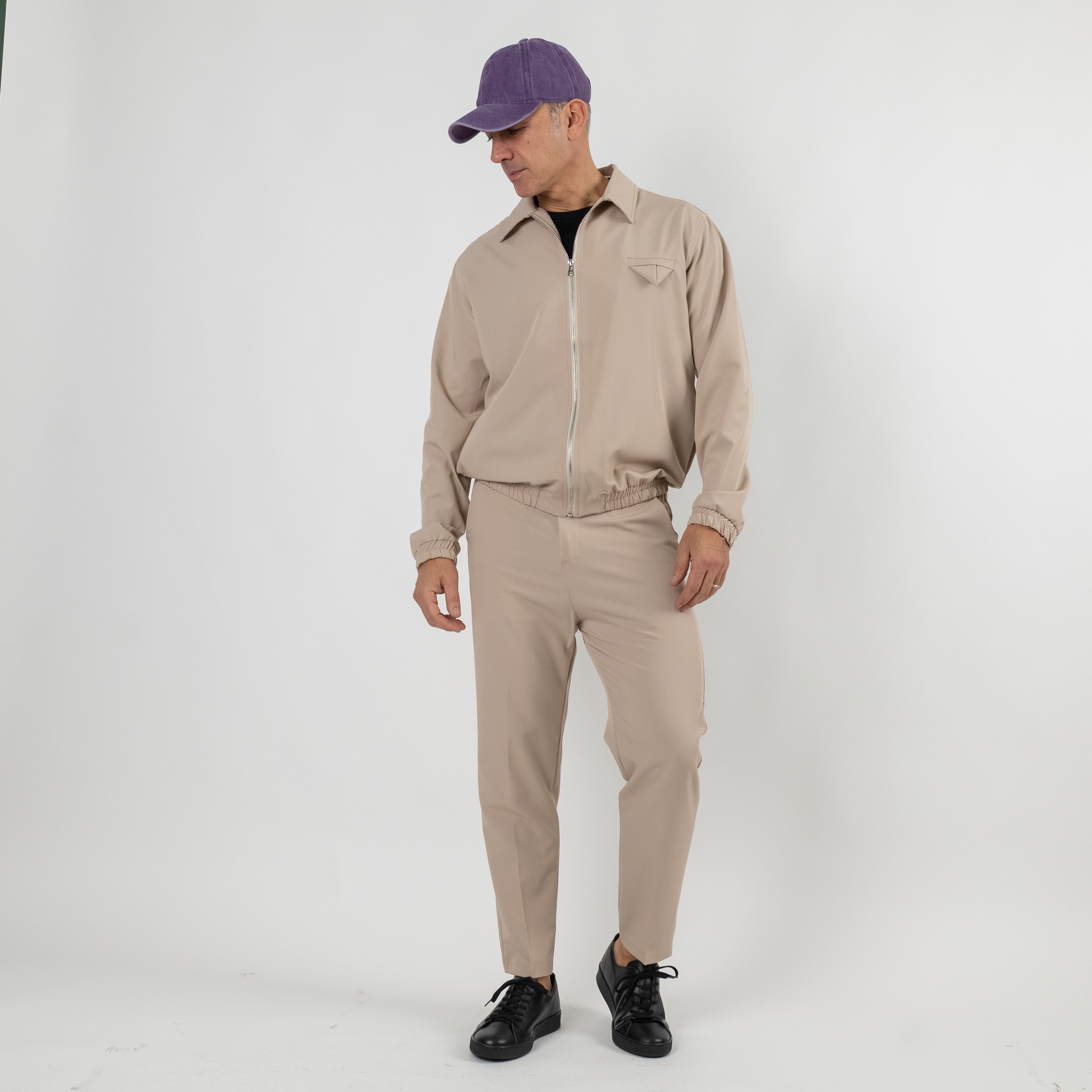 Coordinato con camicione chiusura a zip - Beige