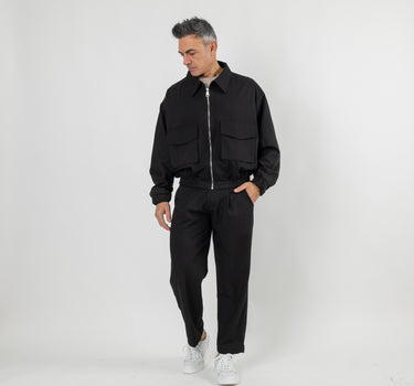 Coordinato con pantalone palazzo - Nero